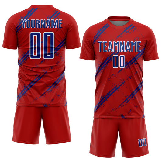 Custom Red Royal-White Abstract Fragment Art Splash Sublimation Soccer Uniform Jersey - Sky-Custom