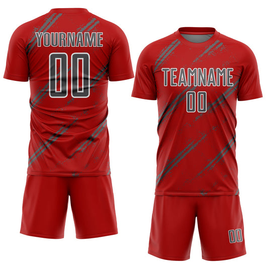 Custom Red Steel Gray-White Abstract Fragment Art Splash Sublimation Soccer Uniform Jersey - Sky-Custom