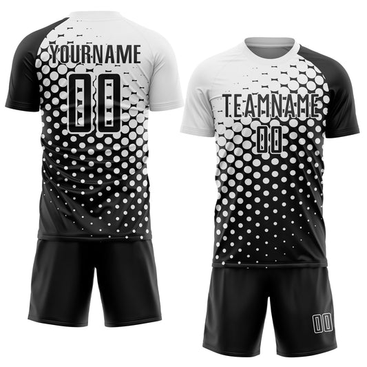 Custom Black White Modern Polka Dot Sublimation Soccer Uniform Jersey - Sky-Custom