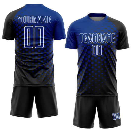 Custom Black Royal-White Modern Polka Dot Sublimation Soccer Uniform Jersey - Sky-Custom