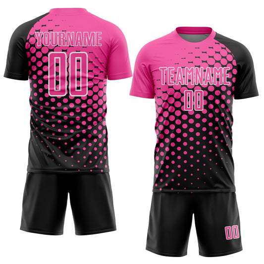 Custom Black Pink-White Modern Polka Dot Sublimation Soccer Uniform Jersey - Sky-Custom