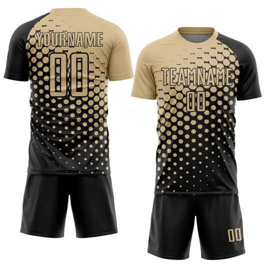 Custom Black Vegas Gold Modern Polka Dot Sublimation Soccer Uniform Jersey - Sky-Custom