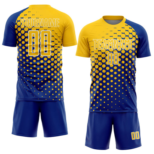 Custom Royal Yellow-White Modern Polka Dot Sublimation Soccer Uniform Jersey - Sky-Custom