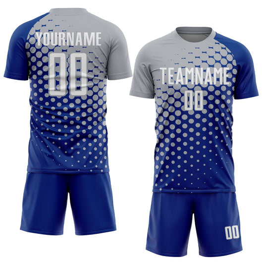Custom Royal White-Gray Modern Polka Dot Sublimation Soccer Uniform Jersey - Sky-Custom