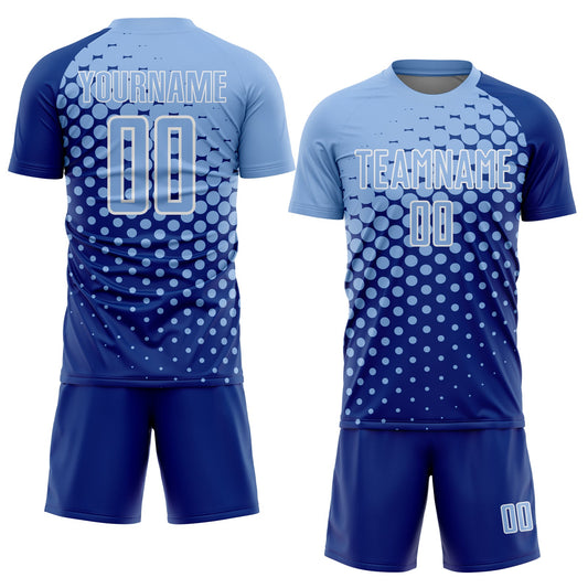 Custom Royal Light Blue-White Modern Polka Dot Sublimation Soccer Uniform Jersey - Sky-Custom