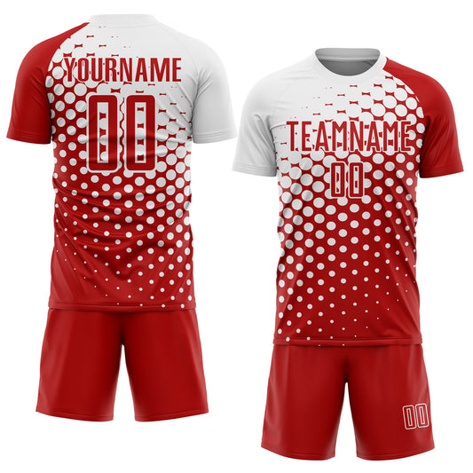Custom Red White Modern Polka Dot Sublimation Soccer Uniform Jersey - Sky-Custom