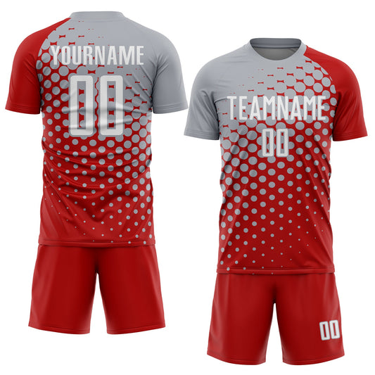 Custom Red White-Gray Modern Polka Dot Sublimation Soccer Uniform Jersey - Sky-Custom