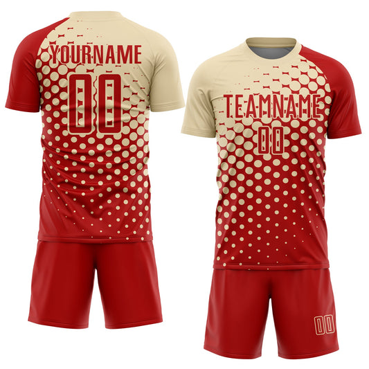 Custom Red Cream Modern Polka Dot Sublimation Soccer Uniform Jersey - Sky-Custom