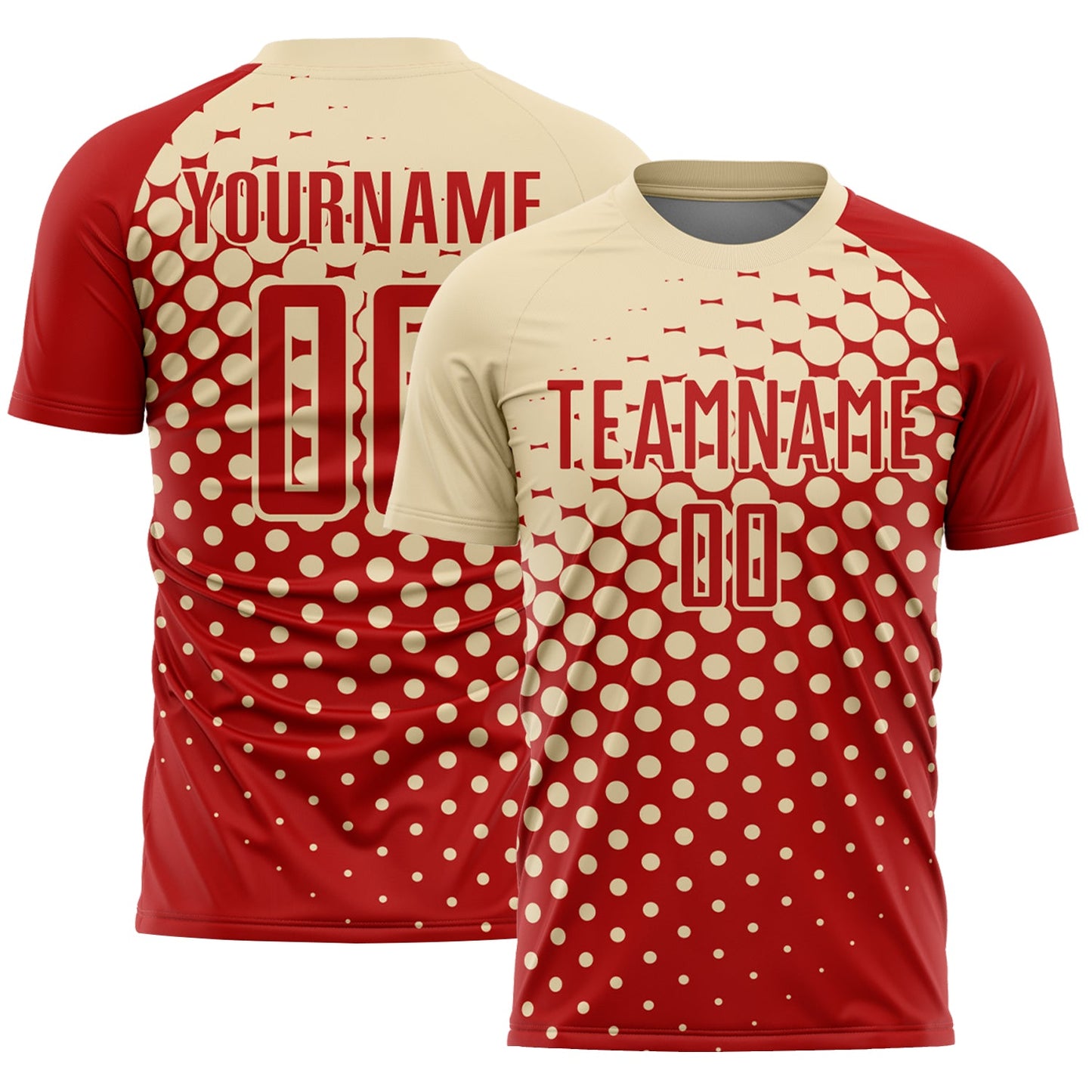 Custom Red Cream Modern Polka Dot Sublimation Soccer Uniform Jersey - Sky-Custom