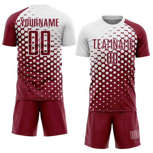 Custom Crimson White Modern Polka Dot Sublimation Soccer Uniform Jersey - Sky-Custom