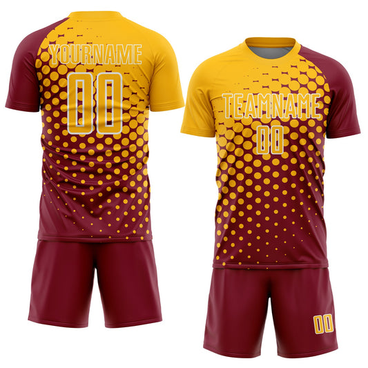 Custom Crimson Gold-White Modern Polka Dot Sublimation Soccer Uniform Jersey - Sky-Custom
