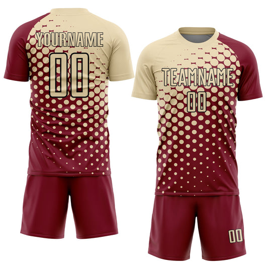 Custom Crimson Cream-Black Modern Polka Dot Sublimation Soccer Uniform Jersey - Sky-Custom
