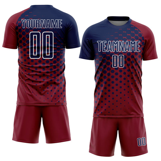 Custom Crimson Navy-White Modern Polka Dot Sublimation Soccer Uniform Jersey - Sky-Custom