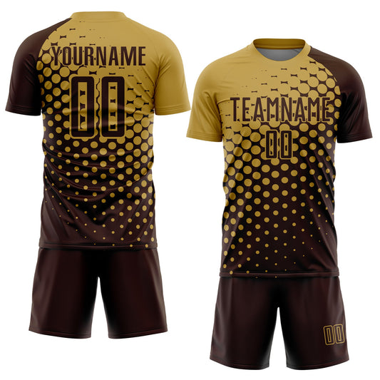 Custom Brown Old Gold Modern Polka Dot Sublimation Soccer Uniform Jersey - Sky-Custom