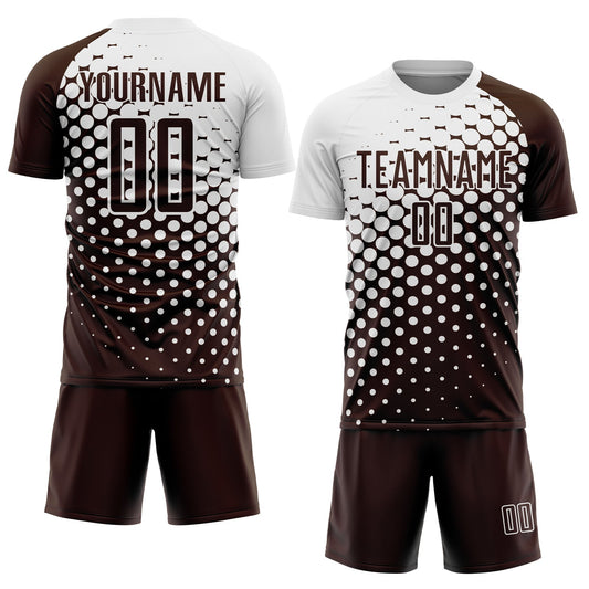 Custom Brown White Modern Polka Dot Sublimation Soccer Uniform Jersey - Sky-Custom
