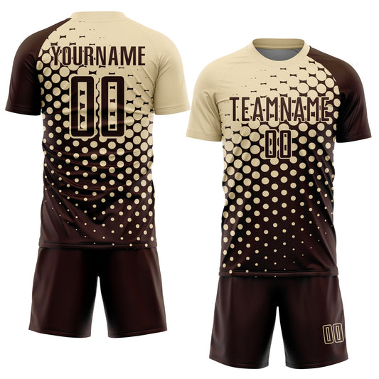 Custom Brown Cream Modern Polka Dot Sublimation Soccer Uniform Jersey - Sky-Custom