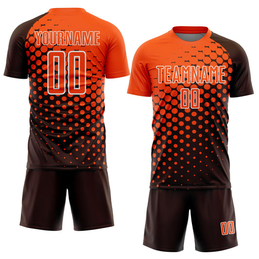 Custom Brown Orange-White Modern Polka Dot Sublimation Soccer Uniform Jersey - Sky-Custom