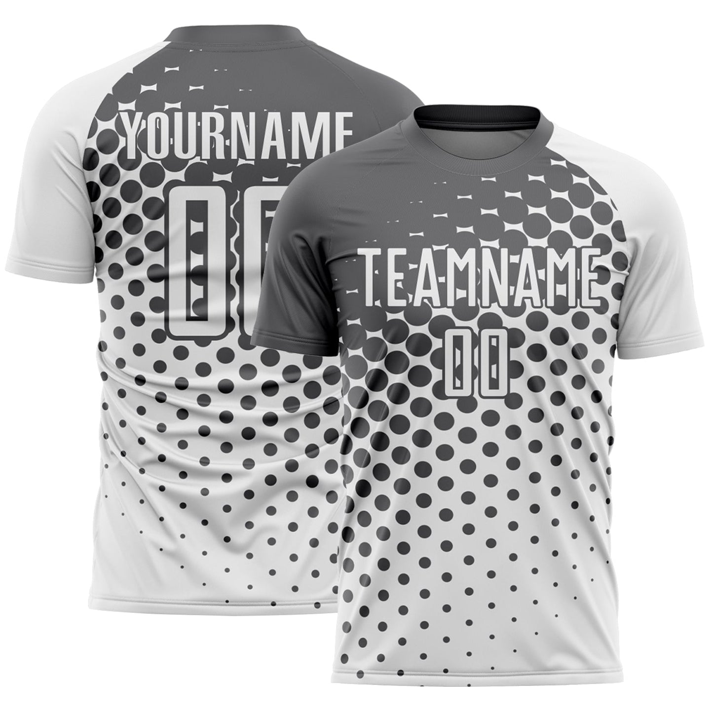 Custom White Steel Gray Modern Polka Dot Sublimation Soccer Uniform Jersey - Sky-Custom