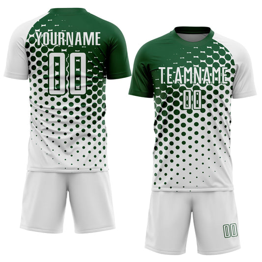 Custom White Green Modern Polka Dot Sublimation Soccer Uniform Jersey - Sky-Custom