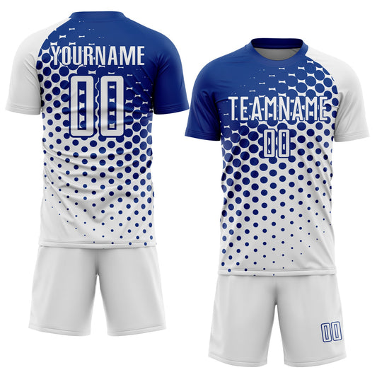 Custom White Royal Modern Polka Dot Sublimation Soccer Uniform Jersey - Sky-Custom
