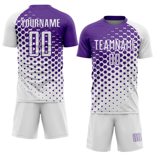 Custom White Purple Modern Polka Dot Sublimation Soccer Uniform Jersey - Sky-Custom