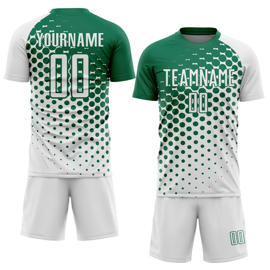 Custom White Kelly Green Modern Polka Dot Sublimation Soccer Uniform Jersey - Sky-Custom