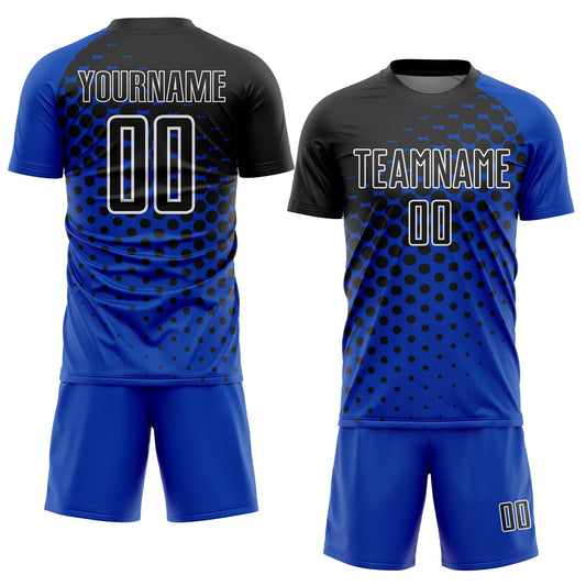 Custom Thunder Blue Black-White Modern Polka Dot Sublimation Soccer Uniform Jersey - Sky-Custom