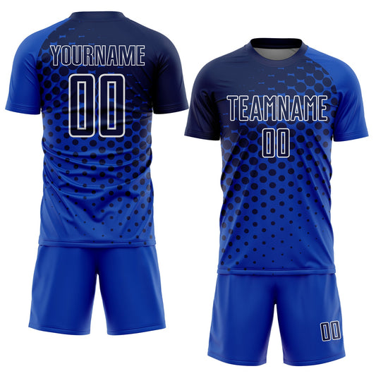 Custom Thunder Blue Navy-White Modern Polka Dot Sublimation Soccer Uniform Jersey - Sky-Custom
