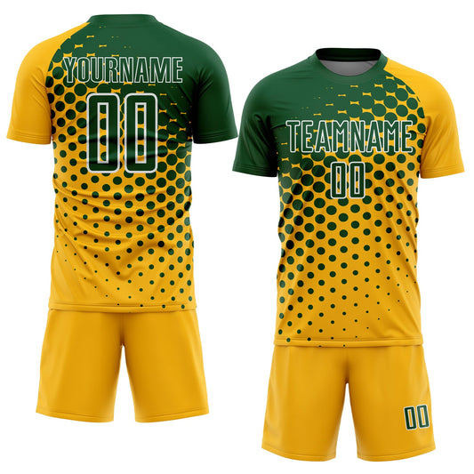 Custom Gold Green-White Modern Polka Dot Sublimation Soccer Uniform Jersey - Sky-Custom