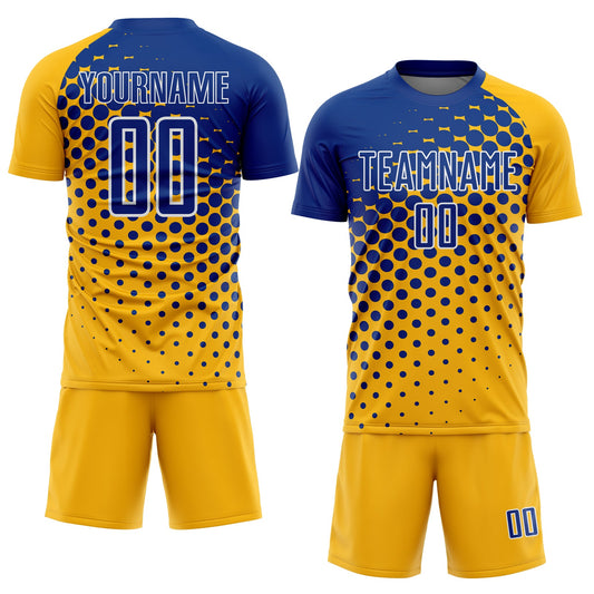 Custom Gold Royal-White Modern Polka Dot Sublimation Soccer Uniform Jersey - Sky-Custom