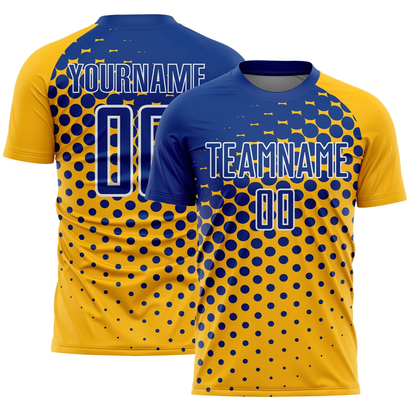 Custom Gold Royal-White Modern Polka Dot Sublimation Soccer Uniform Jersey - Sky-Custom