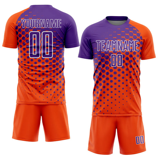 Custom Orange Purple-White Modern Polka Dot Sublimation Soccer Uniform Jersey - Sky-Custom