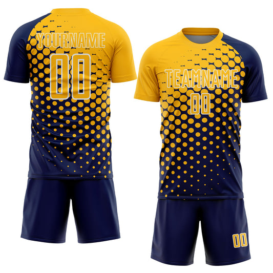 Custom Navy Gold-White Modern Polka Dot Sublimation Soccer Uniform Jersey - Sky-Custom