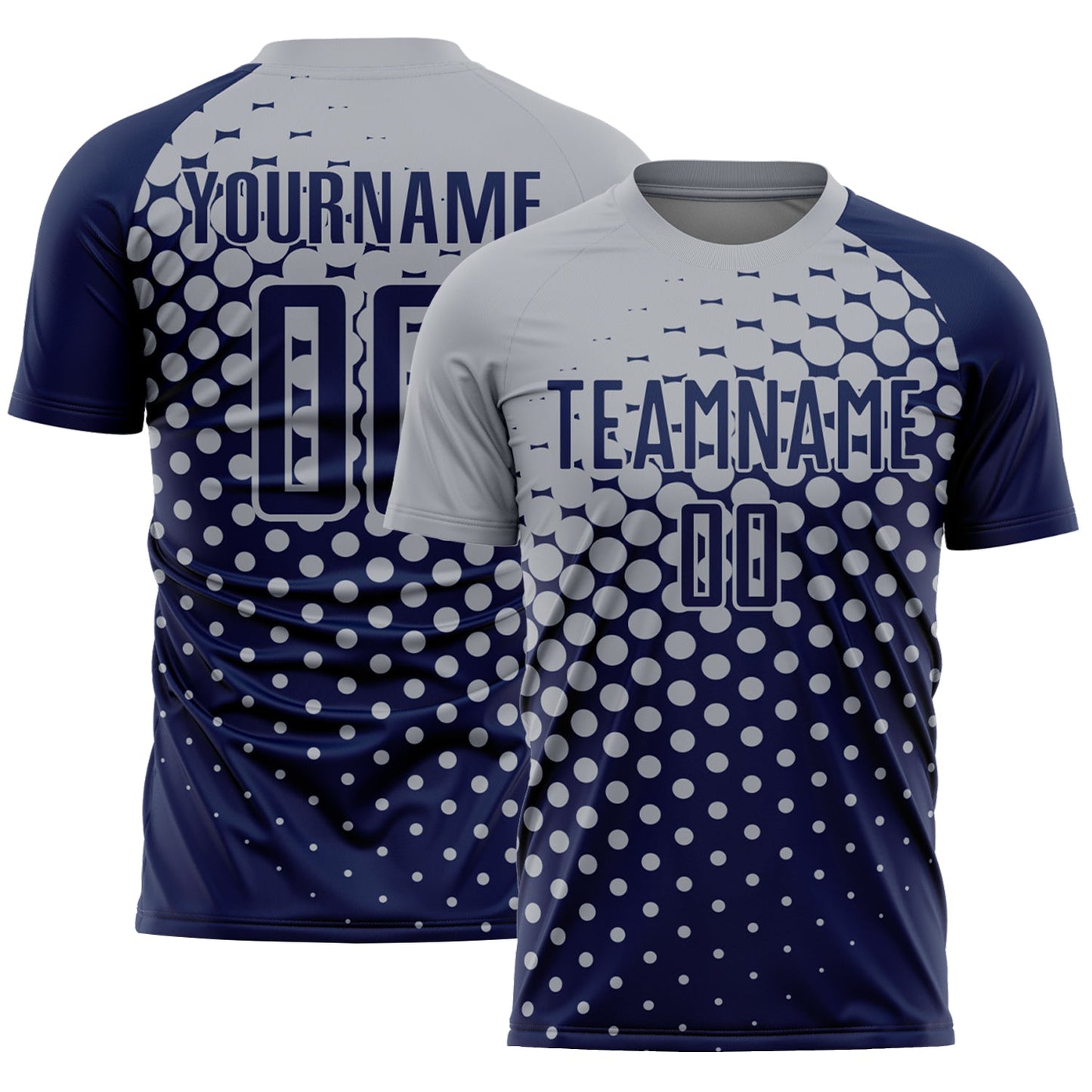 Custom Navy Gray Modern Polka Dot Sublimation Soccer Uniform Jersey - Sky-Custom