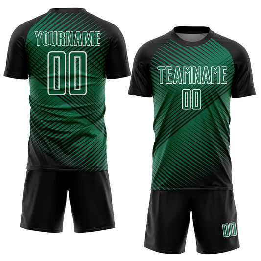 Custom Black Kelly Green-White Line Sublimation Soccer Uniform Jersey - Sky-Custom