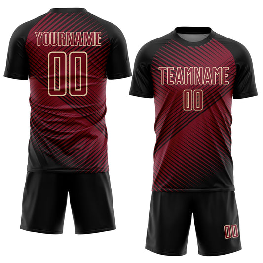 Custom Black Crimson-Cream Line Sublimation Soccer Uniform Jersey - Sky-Custom