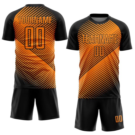 Custom Black Bay Orange Line Sublimation Soccer Uniform Jersey - Sky-Custom