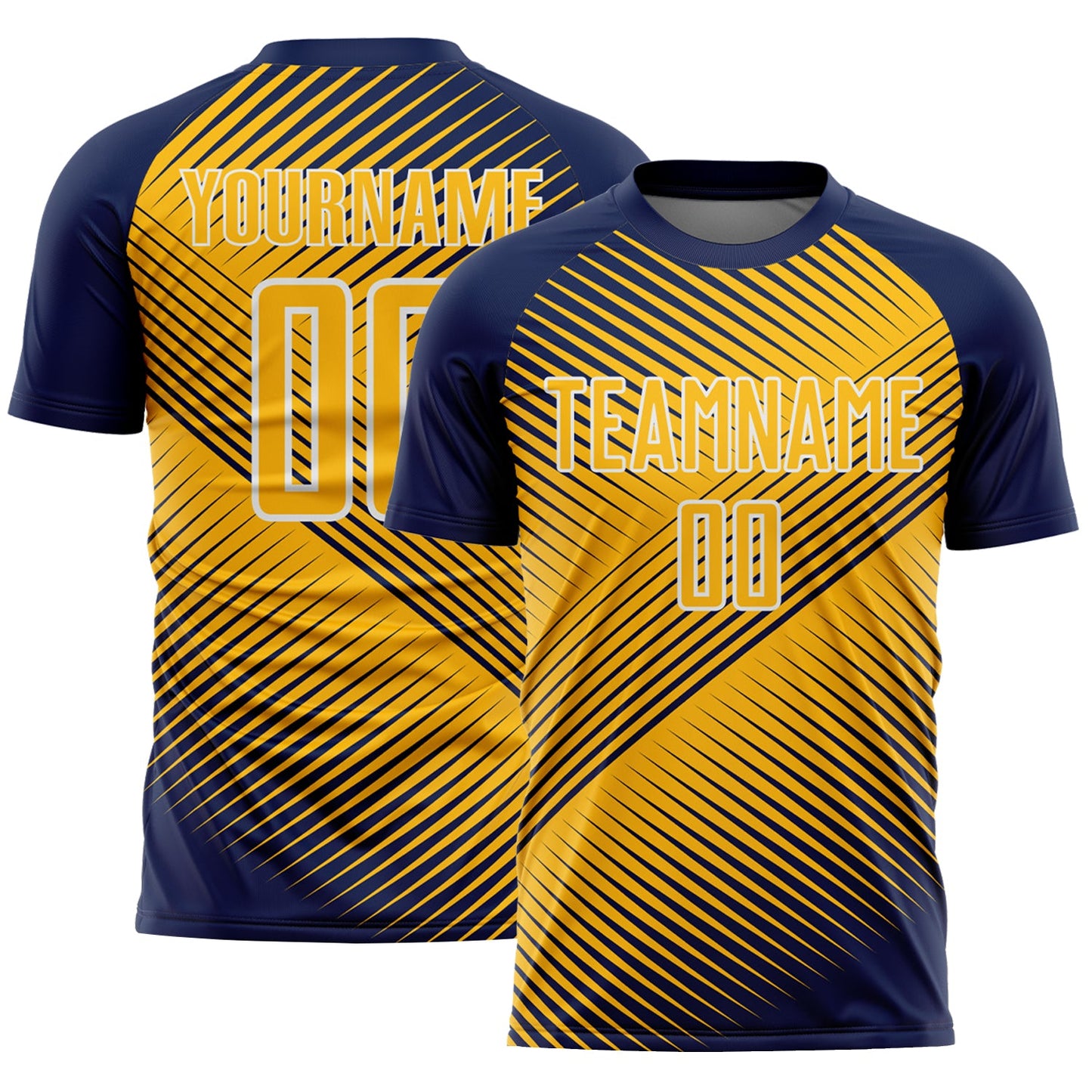 Custom Navy Gold-White Line Sublimation Soccer Uniform Jersey - Sky-Custom