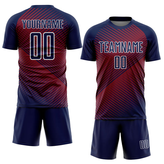 Custom Navy Crimson-White Line Sublimation Soccer Uniform Jersey - Sky-Custom