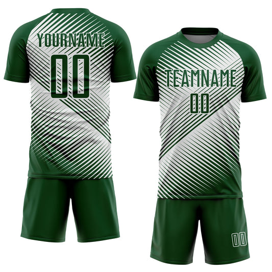 Custom Green White Line Sublimation Soccer Uniform Jersey - Sky-Custom