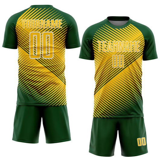 Custom Green Yellow-White Line Sublimation Soccer Uniform Jersey - Sky-Custom