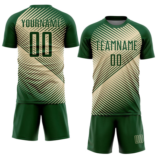Custom Green Cream Line Sublimation Soccer Uniform Jersey - Sky-Custom