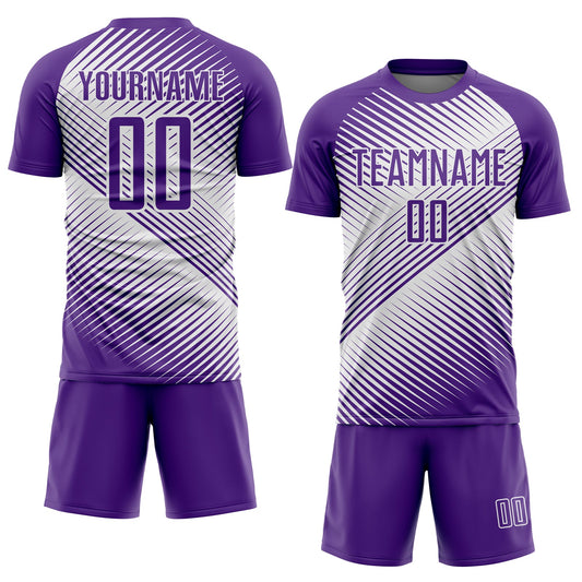 Custom Purple White Line Sublimation Soccer Uniform Jersey - Sky-Custom