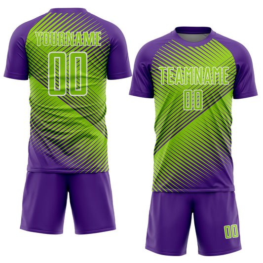 Custom Purple Neon Green-White Line Sublimation Soccer Uniform Jersey - Sky-Custom