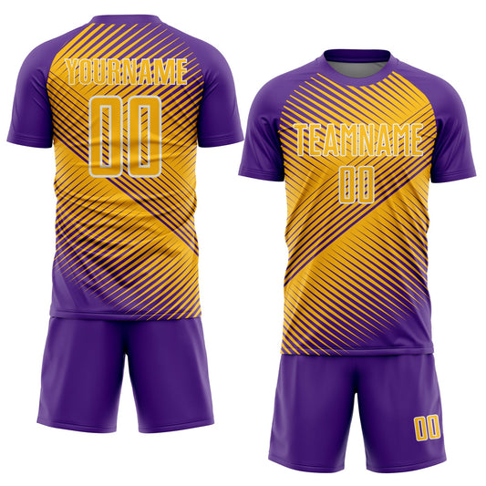 Custom Purple Gold-White Line Sublimation Soccer Uniform Jersey - Sky-Custom