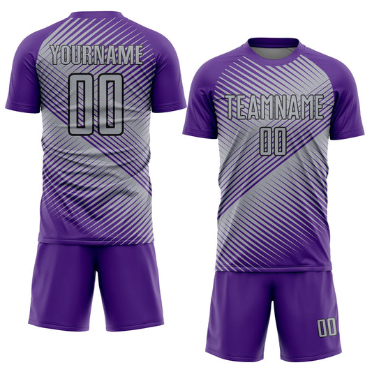 Custom Purple Gray-Black Line Sublimation Soccer Uniform Jersey - Sky-Custom