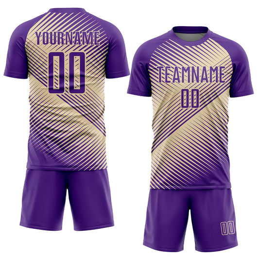 Custom Purple Cream Line Sublimation Soccer Uniform Jersey - Sky-Custom