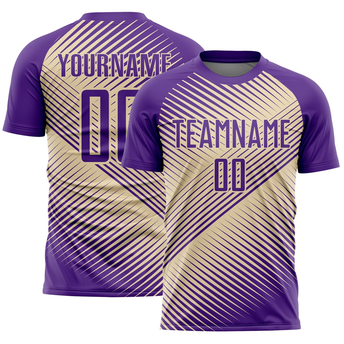 Custom Purple Cream Line Sublimation Soccer Uniform Jersey - Sky-Custom