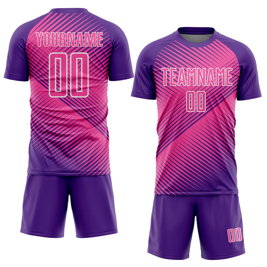 Custom Purple Pink-White Line Sublimation Soccer Uniform Jersey - Sky-Custom