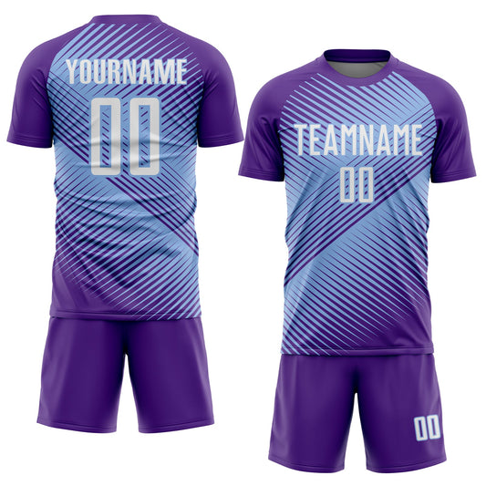 Custom Purple White-Light Blue Line Sublimation Soccer Uniform Jersey - Sky-Custom